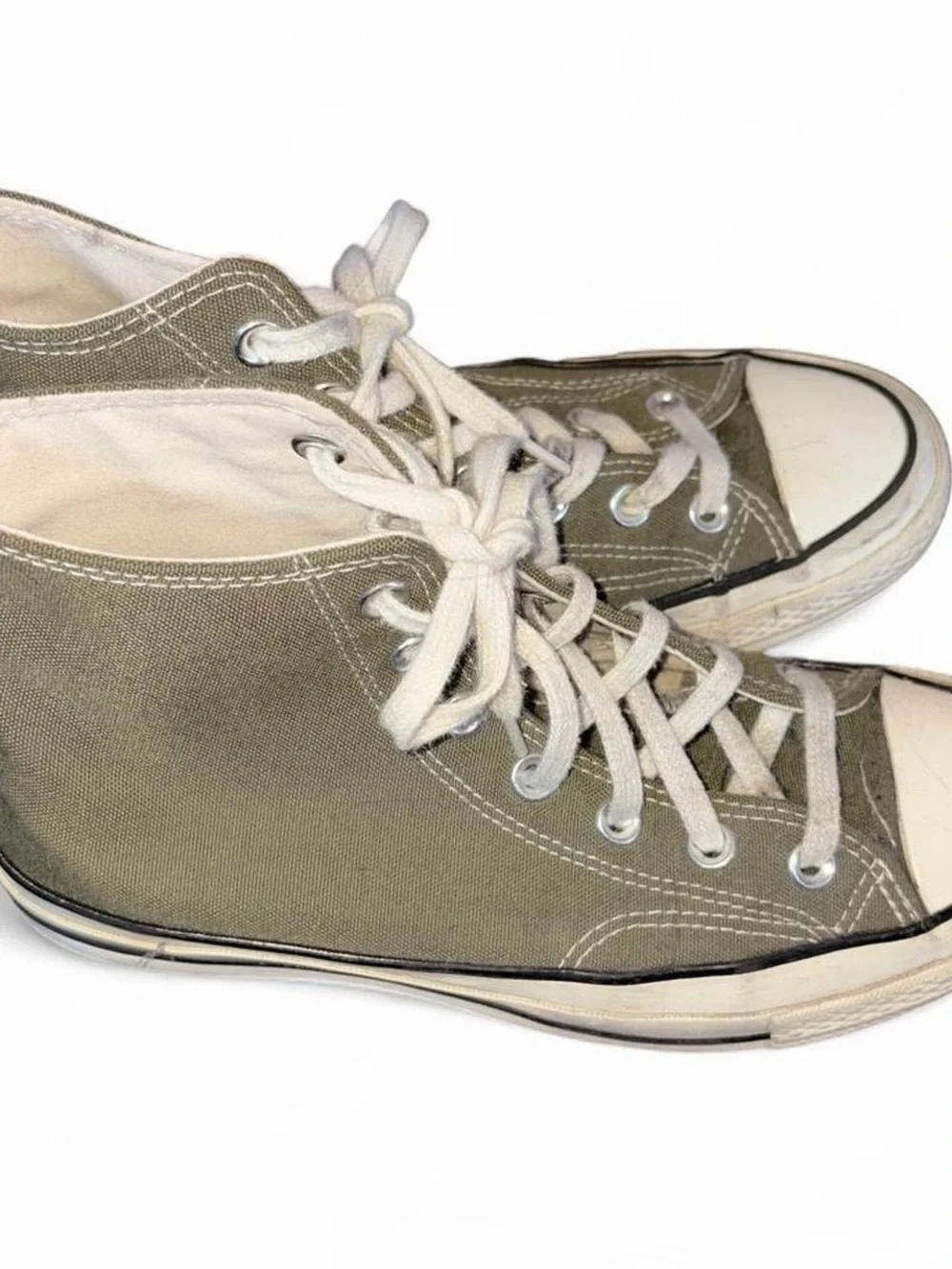 khaki green converse high tops